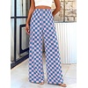 image:imageBTFBM Womens Checkered Palazzo Pants Wide Leg High Waisted Pockets Gingham Casual Lounge Pajama Trousers Summer OutfitsPlaid Blue Pink