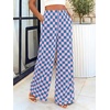 image:imageBTFBM Womens Checkered Palazzo Pants Wide Leg High Waisted Pockets Gingham Casual Lounge Pajama Trousers Summer OutfitsPlaid Blue Pink