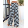 image:imageBTFBM Womens Checkered Palazzo Pants Wide Leg High Waisted Pockets Gingham Casual Lounge Pajama Trousers Summer OutfitsPlaid Coffee Blue