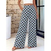 image:imageBTFBM Womens Checkered Palazzo Pants Wide Leg High Waisted Pockets Gingham Casual Lounge Pajama Trousers Summer OutfitsPlaid Coffee Blue