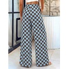 image:imageBTFBM Womens Checkered Palazzo Pants Wide Leg High Waisted Pockets Gingham Casual Lounge Pajama Trousers Summer OutfitsPlaid Coffee Blue