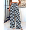 image:imageBTFBM Womens Checkered Palazzo Pants Wide Leg High Waisted Pockets Gingham Casual Lounge Pajama Trousers Summer OutfitsPlaid Coffee Blue