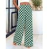 image:imageBTFBM Womens Checkered Palazzo Pants Wide Leg High Waisted Pockets Gingham Casual Lounge Pajama Trousers Summer OutfitsPlaid Green