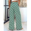 image:imageBTFBM Womens Checkered Palazzo Pants Wide Leg High Waisted Pockets Gingham Casual Lounge Pajama Trousers Summer OutfitsPlaid Green