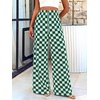 image:imageBTFBM Womens Checkered Palazzo Pants Wide Leg High Waisted Pockets Gingham Casual Lounge Pajama Trousers Summer OutfitsPlaid Green