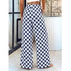 image:imageBTFBM Womens Checkered Palazzo Pants Wide Leg High Waisted Pockets Gingham Casual Lounge Pajama Trousers Summer OutfitsPlaid Grey Blue