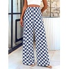 image:imageBTFBM Womens Checkered Palazzo Pants Wide Leg High Waisted Pockets Gingham Casual Lounge Pajama Trousers Summer OutfitsPlaid Grey Blue