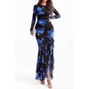image:imageBTFBM Womens Maxi Dresses Fall 2026 Cocktail Dress  Long SleeveBodyconFloral Wedding Guest DressesConcert OutfitsFloral Black Blue