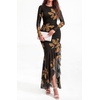 image:imageBTFBM Womens Maxi Dresses Fall 2026 Cocktail Dress  Long SleeveBodyconFloral Wedding Guest DressesConcert OutfitsFloral Black Yellow