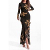 image:imageBTFBM Womens Maxi Dresses Fall 2026 Cocktail Dress  Long SleeveBodyconFloral Wedding Guest DressesConcert OutfitsFloral Black Yellow