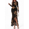 image:imageBTFBM Womens Maxi Dresses Fall 2026 Cocktail Dress  Long SleeveBodyconFloral Wedding Guest DressesConcert OutfitsFloral Black Yellow