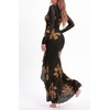 image:imageBTFBM Womens Maxi Dresses Fall 2026 Cocktail Dress  Long SleeveBodyconFloral Wedding Guest DressesConcert OutfitsFloral Black Yellow