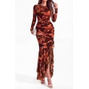 image:imageBTFBM Womens Maxi Dresses Fall 2026 Cocktail Dress  Long SleeveBodyconFloral Wedding Guest DressesConcert OutfitsFloral Red Brown