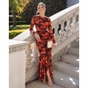 image:imageBTFBM Womens Maxi Dresses Fall 2026 Cocktail Dress  Long SleeveBodyconFloral Wedding Guest DressesConcert OutfitsFloral Red Brown