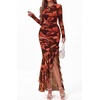 image:imageBTFBM Womens Maxi Dresses Fall 2026 Cocktail Dress  Long SleeveBodyconFloral Wedding Guest DressesConcert OutfitsFloral Red Brown