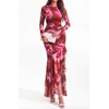 image:imageBTFBM Womens Maxi Dresses Fall 2026 Cocktail Dress  Long SleeveBodyconFloral Wedding Guest DressesConcert OutfitsFloral Wine Red