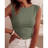 image:imageBTFBM Womens Ribbed Tank Tops 2026 Summer Cap Sleeve Boat Neck Slim Fitted Knit Basic Casual Tee Shirts Fall Fashion ClothesArmy Green