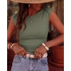 image:imageBTFBM Womens Ribbed Tank Tops 2026 Summer Cap Sleeve Boat Neck Slim Fitted Knit Basic Casual Tee Shirts Fall Fashion ClothesArmy Green