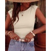 image:imageBTFBM Womens Ribbed Tank Tops 2026 Summer Cap Sleeve Boat Neck Slim Fitted Knit Basic Casual Tee Shirts Fall Fashion ClothesBeige