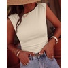 image:imageBTFBM Womens Ribbed Tank Tops 2026 Summer Cap Sleeve Boat Neck Slim Fitted Knit Basic Casual Tee Shirts Fall Fashion ClothesBeige