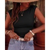 image:imageBTFBM Womens Ribbed Tank Tops 2026 Summer Cap Sleeve Boat Neck Slim Fitted Knit Basic Casual Tee Shirts Fall Fashion ClothesBlack