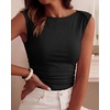 image:imageBTFBM Womens Ribbed Tank Tops 2026 Summer Cap Sleeve Boat Neck Slim Fitted Knit Basic Casual Tee Shirts Fall Fashion ClothesBlack