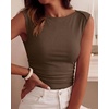 image:imageBTFBM Womens Ribbed Tank Tops 2026 Summer Cap Sleeve Boat Neck Slim Fitted Knit Basic Casual Tee Shirts Fall Fashion ClothesBrown