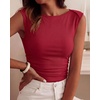 image:imageBTFBM Womens Ribbed Tank Tops 2026 Summer Cap Sleeve Boat Neck Slim Fitted Knit Basic Casual Tee Shirts Fall Fashion ClothesBurgundy