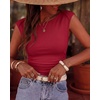 image:imageBTFBM Womens Ribbed Tank Tops 2026 Summer Cap Sleeve Boat Neck Slim Fitted Knit Basic Casual Tee Shirts Fall Fashion ClothesBurgundy