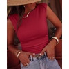 image:imageBTFBM Womens Ribbed Tank Tops 2026 Summer Cap Sleeve Boat Neck Slim Fitted Knit Basic Casual Tee Shirts Fall Fashion ClothesBurgundy