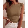 image:imageBTFBM Womens Ribbed Tank Tops 2026 Summer Cap Sleeve Boat Neck Slim Fitted Knit Basic Casual Tee Shirts Fall Fashion ClothesDark Khaki