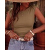 image:imageBTFBM Womens Ribbed Tank Tops 2026 Summer Cap Sleeve Boat Neck Slim Fitted Knit Basic Casual Tee Shirts Fall Fashion ClothesDark Khaki