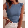 image:imageBTFBM Womens Ribbed Tank Tops 2026 Summer Cap Sleeve Boat Neck Slim Fitted Knit Basic Casual Tee Shirts Fall Fashion ClothesGrey Blue