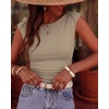 image:imageBTFBM Womens Ribbed Tank Tops 2026 Summer Cap Sleeve Boat Neck Slim Fitted Knit Basic Casual Tee Shirts Fall Fashion ClothesKhaki