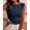 image:imageBTFBM Womens Ribbed Tank Tops 2026 Summer Cap Sleeve Boat Neck Slim Fitted Knit Basic Casual Tee Shirts Fall Fashion ClothesNavy Blue
