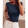 image:imageBTFBM Womens Ribbed Tank Tops 2026 Summer Cap Sleeve Boat Neck Slim Fitted Knit Basic Casual Tee Shirts Fall Fashion ClothesNavy Blue