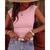 image:imageBTFBM Womens Ribbed Tank Tops 2026 Summer Cap Sleeve Boat Neck Slim Fitted Knit Basic Casual Tee Shirts Fall Fashion ClothesPink