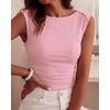 image:imageBTFBM Womens Ribbed Tank Tops 2026 Summer Cap Sleeve Boat Neck Slim Fitted Knit Basic Casual Tee Shirts Fall Fashion ClothesPink