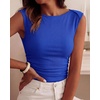 image:imageBTFBM Womens Ribbed Tank Tops 2026 Summer Cap Sleeve Boat Neck Slim Fitted Knit Basic Casual Tee Shirts Fall Fashion ClothesRoyal Blue