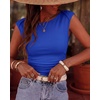 image:imageBTFBM Womens Ribbed Tank Tops 2026 Summer Cap Sleeve Boat Neck Slim Fitted Knit Basic Casual Tee Shirts Fall Fashion ClothesRoyal Blue
