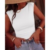 image:imageBTFBM Womens Ribbed Tank Tops 2026 Summer Cap Sleeve Boat Neck Slim Fitted Knit Basic Casual Tee Shirts Fall Fashion ClothesWhite
