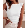 image:imageBTFBM Womens Ribbed Tank Tops 2026 Summer Cap Sleeve Boat Neck Slim Fitted Knit Basic Casual Tee Shirts Fall Fashion ClothesWhite