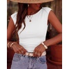 image:imageBTFBM Womens Ribbed Tank Tops 2026 Summer Cap Sleeve Boat Neck Slim Fitted Knit Basic Casual Tee Shirts Fall Fashion ClothesWhite