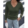 image:imageBTFBM Fall Long Sleeve Sweaters for Women  V NeckDrop ShouldersScallop EdgesLightweight Knit Sweaters TopDaily WearHolidayChristmasWinter Clothing 2026Army Green