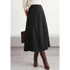 image:imageBTFBM Women Faux Suede Midi Long Skirt Fall Fashion 2026  High Waisted Skirts For Women Trendy Lightweight Back Elastic Arc Line Design ALine Winter Dress Boho Western OutfitsBlack