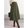 image:imageBTFBM Women Faux Suede Midi Long Skirt Fall Fashion 2026  High Waisted Skirts For Women Trendy Lightweight Back Elastic Arc Line Design ALine Winter Dress Boho Western OutfitsArmy Green