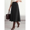 image:imageBTFBM Women Faux Suede Midi Long Skirt Fall Fashion 2026  High Waisted Skirts For Women Trendy Lightweight Back Elastic Arc Line Design ALine Winter Dress Boho Western OutfitsBlack