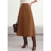 image:imageBTFBM Women Faux Suede Midi Long Skirt Fall Fashion 2026  High Waisted Skirts For Women Trendy Lightweight Back Elastic Arc Line Design ALine Winter Dress Boho Western OutfitsBrown