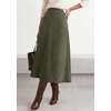 image:imageBTFBM Women Faux Suede Midi Long Skirt Fall Fashion 2026  High Waisted Skirts For Women Trendy Lightweight Back Elastic Arc Line Design ALine Winter Dress Boho Western OutfitsArmy Green