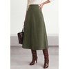 image:imageBTFBM Women Faux Suede Midi Long Skirt Fall Fashion 2026  High Waisted Skirts For Women Trendy Lightweight Back Elastic Arc Line Design ALine Winter Dress Boho Western OutfitsArmy Green